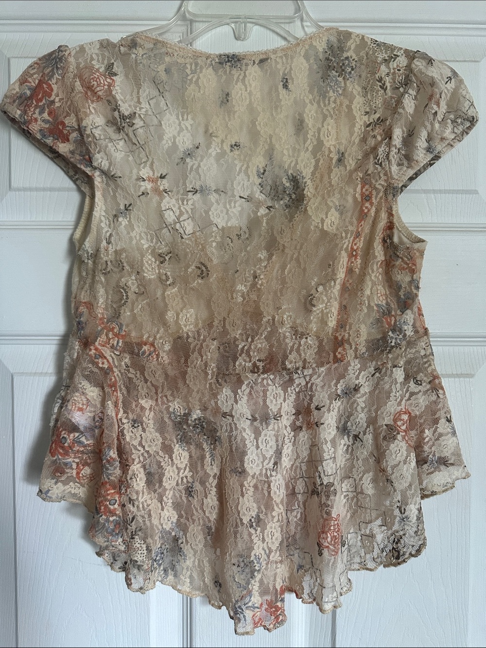Kimchi Blue Cream Lace Floral Peplum Top - Picture 3 of 3